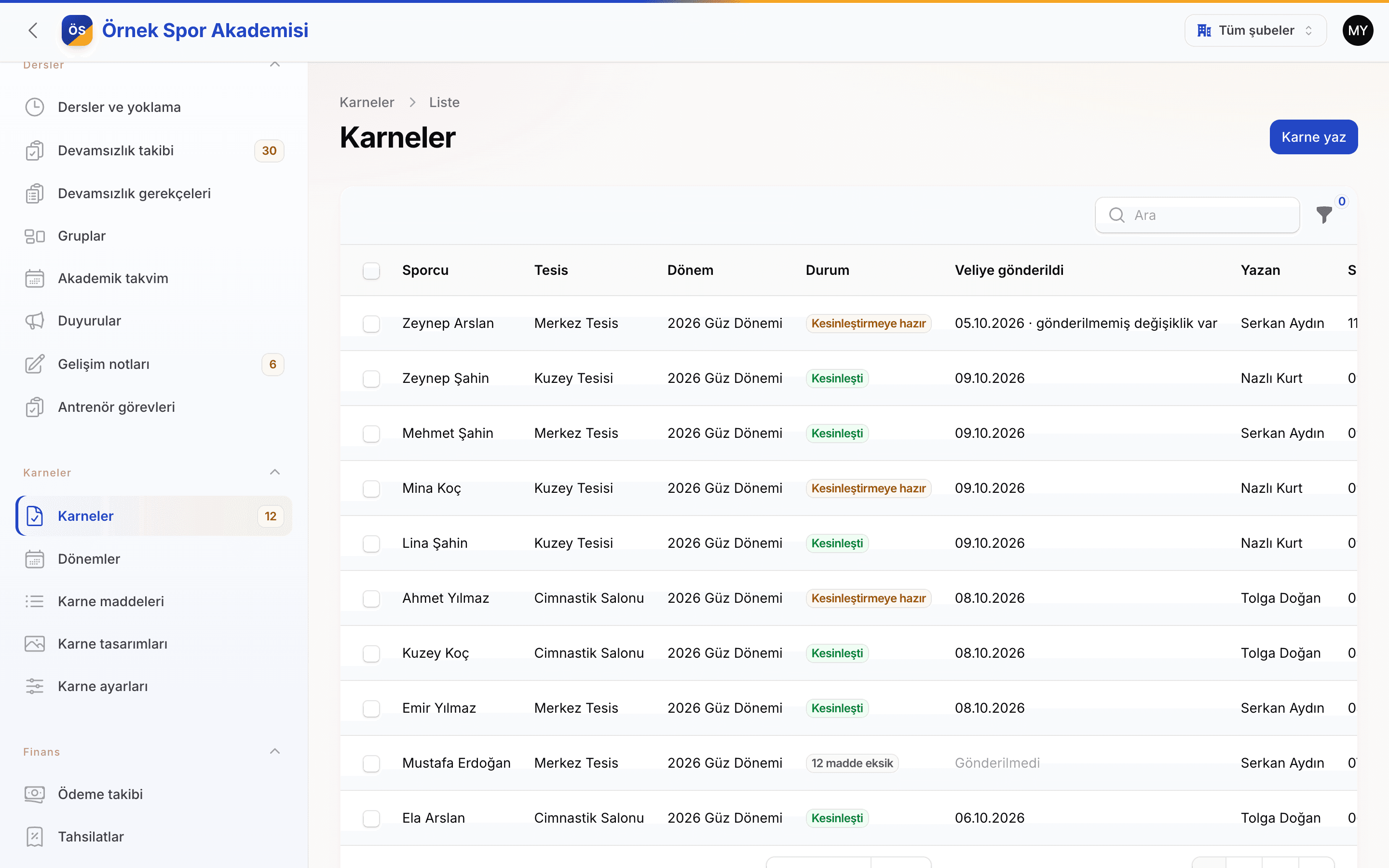 Custom-branded report cards