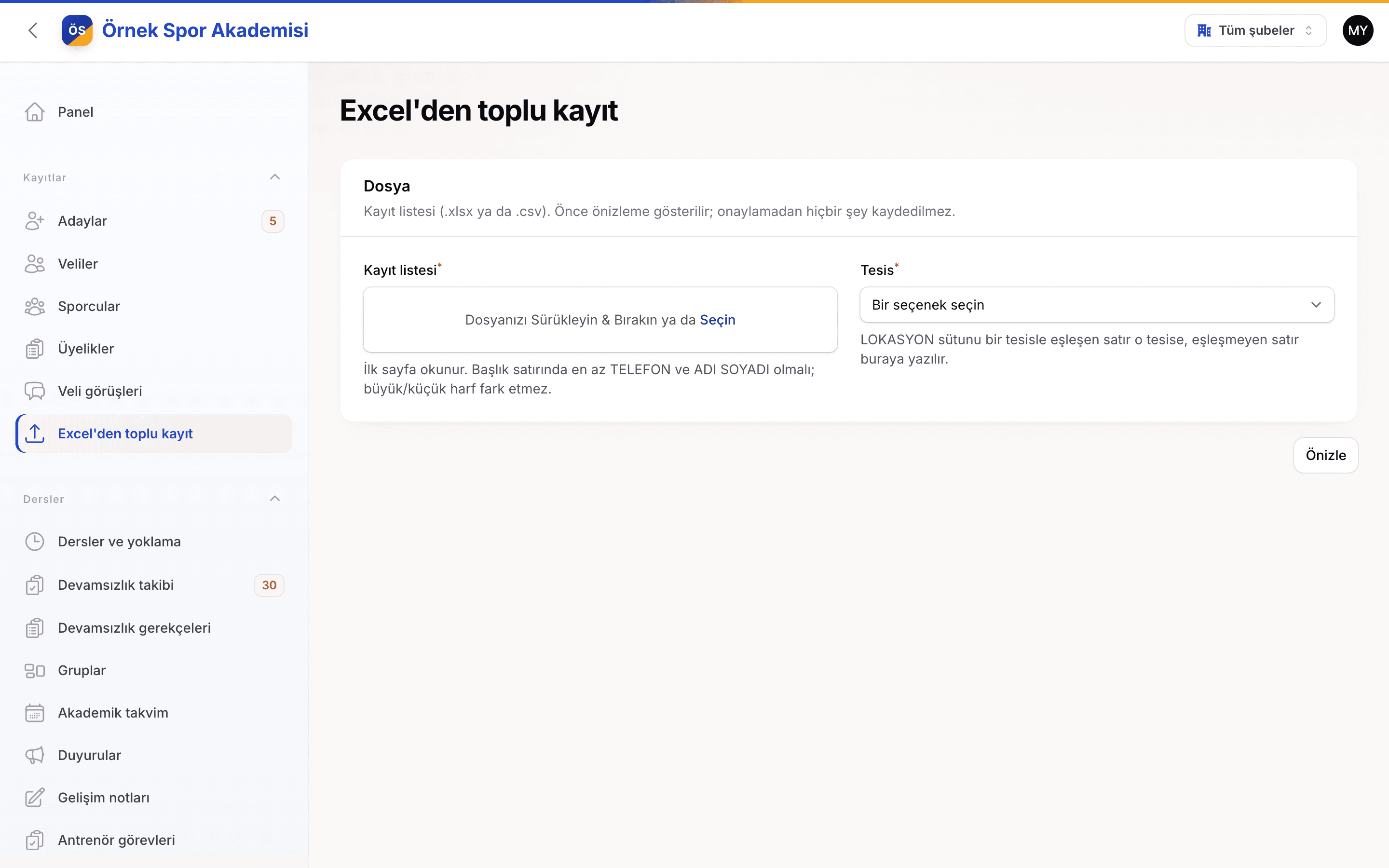 One-click Excel import